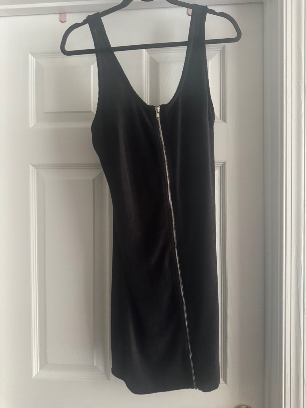 No Boundaries Black Zipper-Front Mini Tank Dress